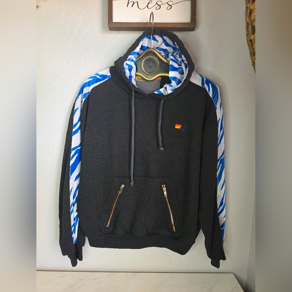 Aviator Nation Limited Edition Tiger Stripe Velvet Hoodie Pullover Size Small - Picture 2 of 9